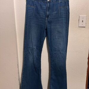High Waisted Flare Blue Jeans